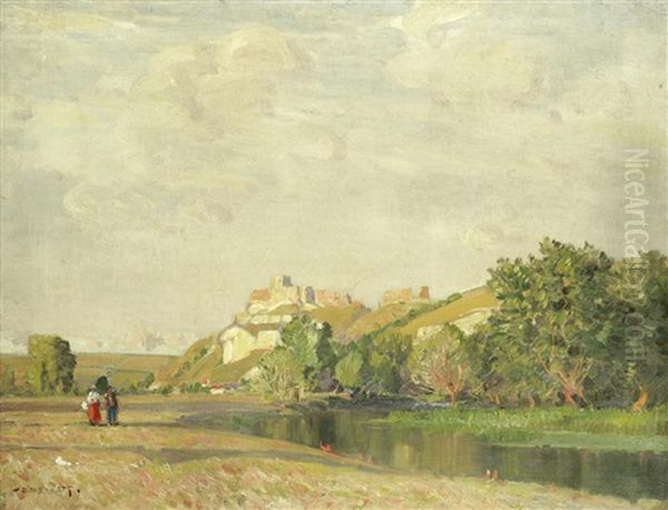 Chateau Gaillard, On The Seine Oil Painting by Sir Alfred East