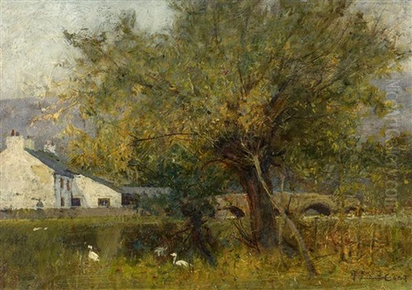 Landschaft Mit Cottage Oil Painting by Sir Alfred East