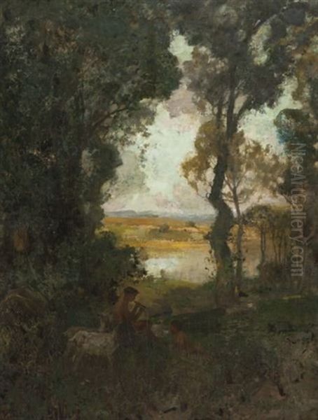 An Idyl Oil Painting by Sir Alfred East