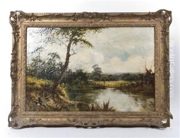 Landscape With A Pond Oil Painting by Sir Alfred East