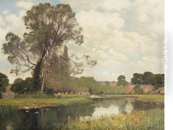 The Lambourne Valley Oil Painting by Sir Alfred East