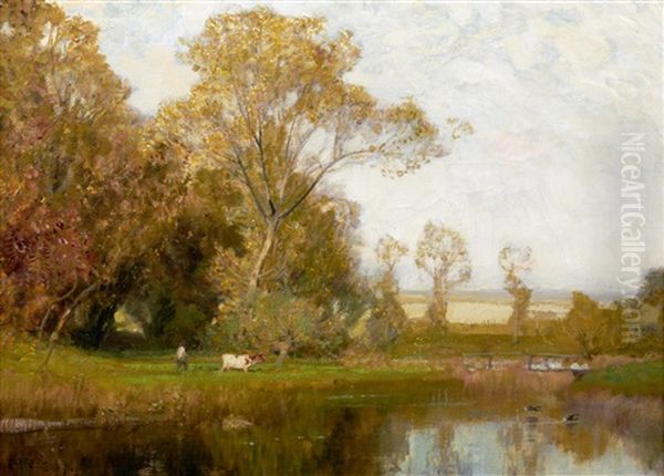 Autumn At Stow On The Wold Oil Painting by Sir Alfred East