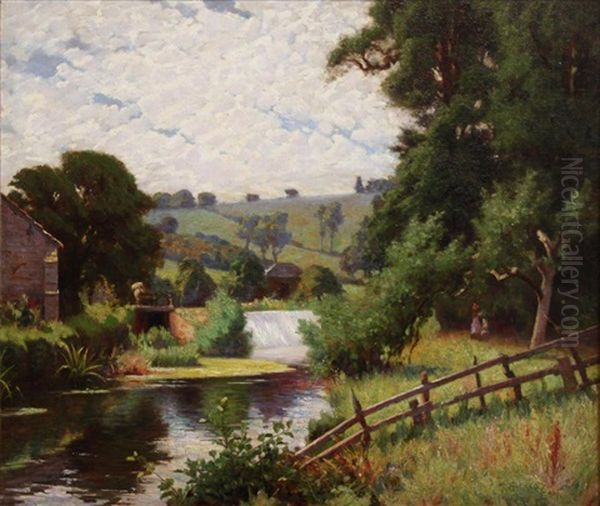 The Weir (near Northampton) Oil Painting by Sir Alfred East