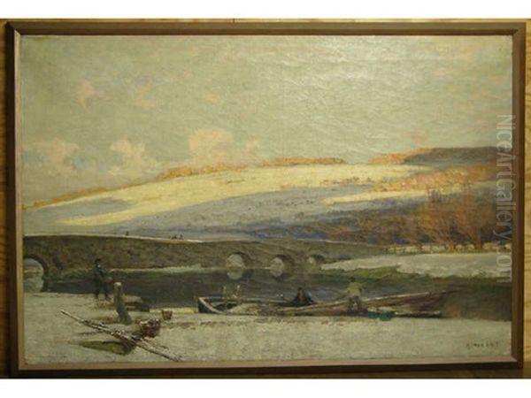 Amberly Bridge Oil Painting by Sir Alfred East