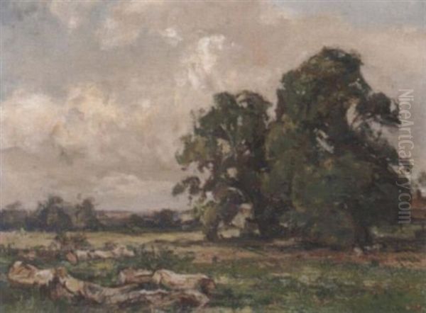 Across The Meadow Oil Painting by Sir Alfred East