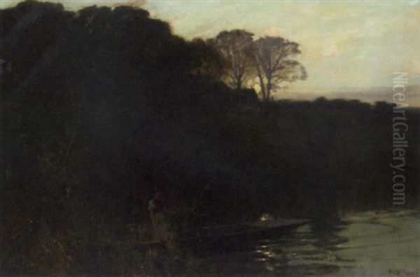 Twilight On The River Oil Painting by Sir Alfred East