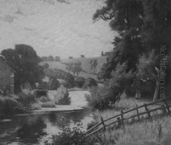 The Weir Near Northampton Oil Painting by Sir Alfred East