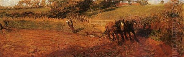 Autumn Ploughing Oil Painting by Sir Alfred East