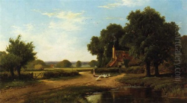 By The Village Pond Oil Painting by Sir Alfred East