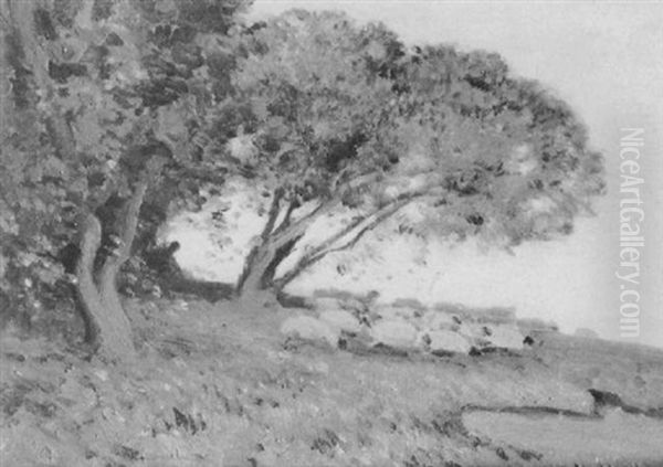 Sheep Grazing At Evening Oil Painting by Sir Alfred East