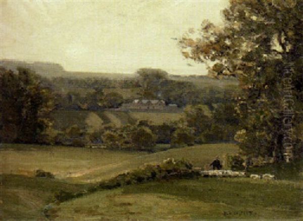 Green Rolling Hills Oil Painting by Sir Alfred East