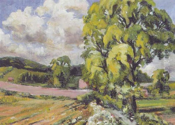 A Chiltern Farm Oil Painting by Sir Alfred East