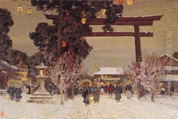 Haru-no-yoki (snow In Spring) Oil Painting by Sir Alfred East