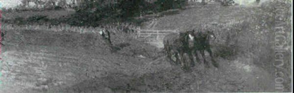 Ploughing The Field Oil Painting by Sir Alfred East