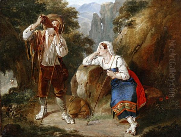 A Brigand And His Wife Resting Oil Painting by Sir Charles Lock Eastlake