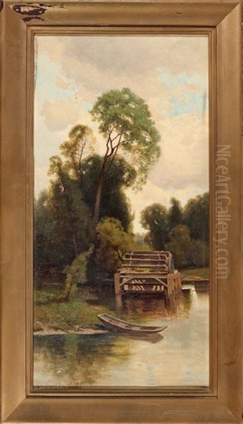 The Old Mill Wheel On Conesus Creek, Ny Oil Painting by Charles Harry Eaton