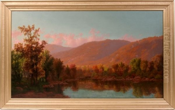 Mountain Lake Scene Oil Painting by Charles Harry Eaton