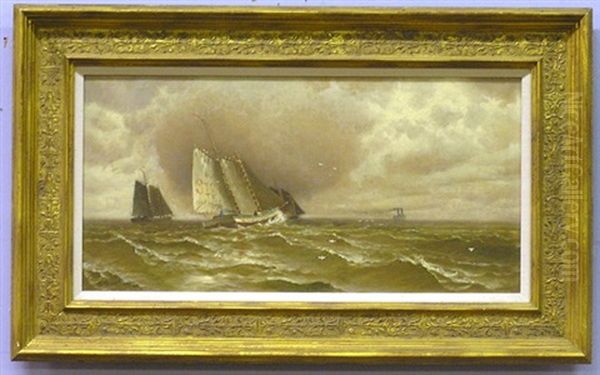 Ships On The Open Sea Oil Painting by Charles Harry Eaton