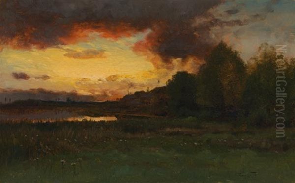 Sunset After A Storm Oil Painting by Charles Harry Eaton