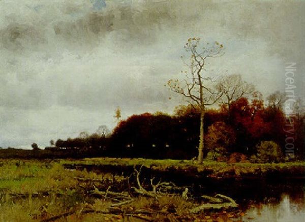 Late Autumn Oil Painting by Charles Harry Eaton