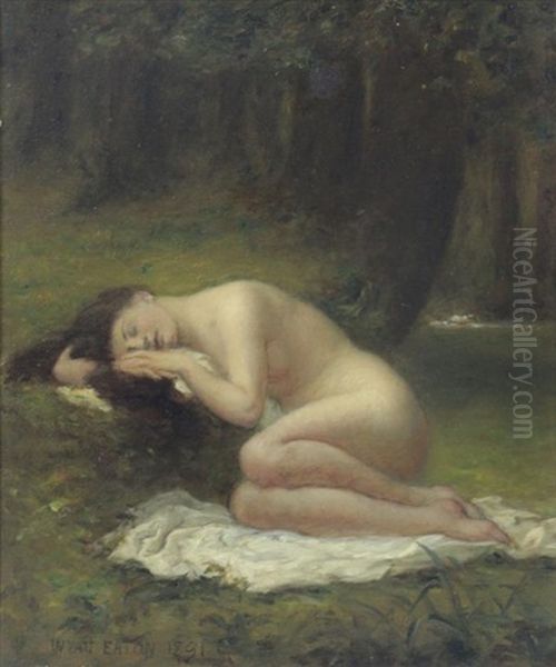 Nude Sleeping In The Forest Oil Painting by Charles Warren Eaton