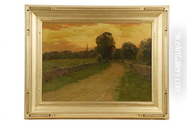 Sunset Over Thompson, Sullivan County, Ny Oil Painting by Charles Warren Eaton