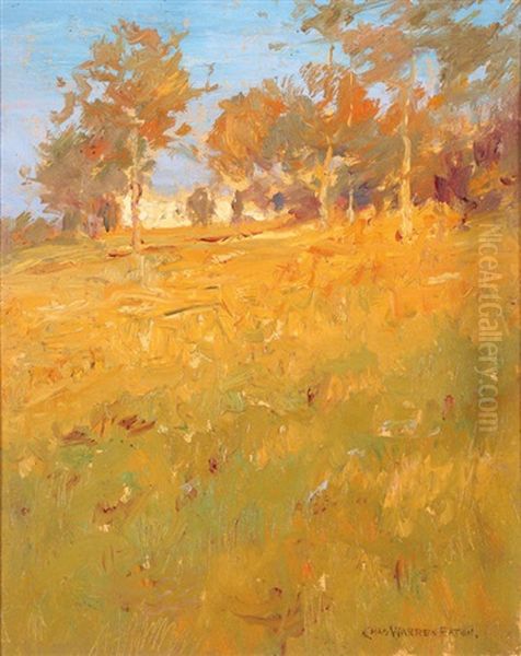 A Tonalist Fall Landscape Oil Painting by Charles Warren Eaton