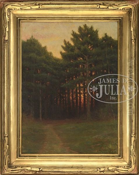 Sun Setting Behind The Forest Glade Oil Painting by Charles Warren Eaton