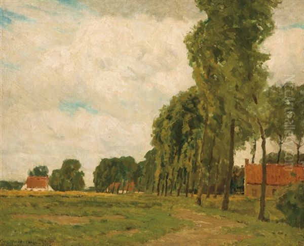 Poplars, Bruges Oil Painting by Charles Warren Eaton