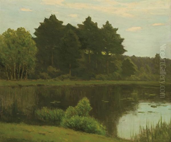 Oaks Pond, Bloomfield, New Jersey Oil Painting by Charles Warren Eaton