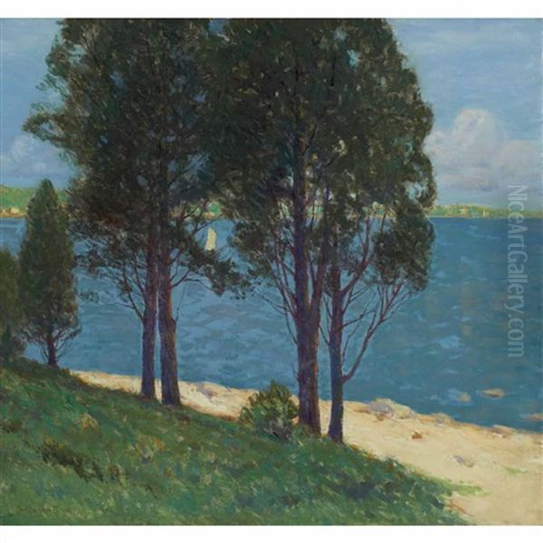 Old Cedars, Connecticut Lake Oil Painting by Charles Warren Eaton