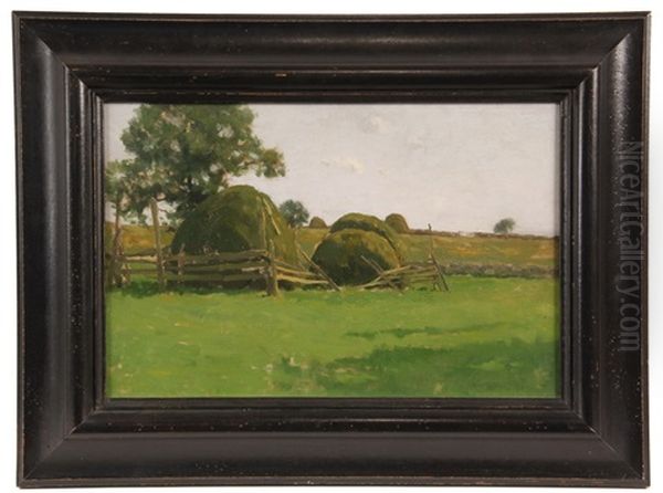 Haystacks Oil Painting by Charles Warren Eaton