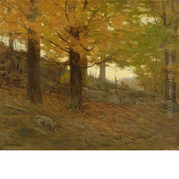 Yellow Leaf Oil Painting by Charles Warren Eaton