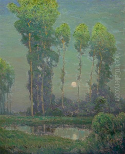 Moonrise Montigny Oil Painting by Charles Warren Eaton