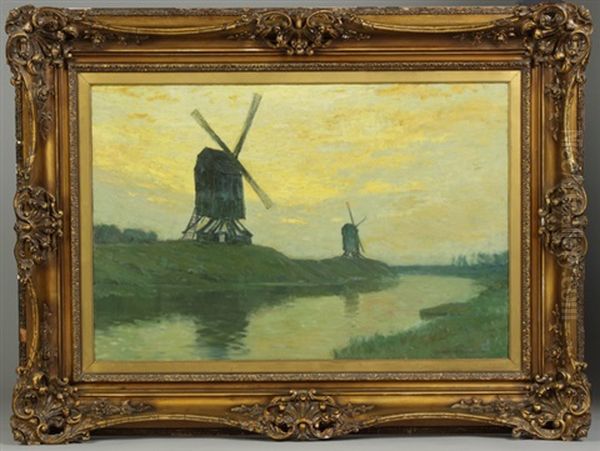 Flemish Windmills Oil Painting by Charles Warren Eaton