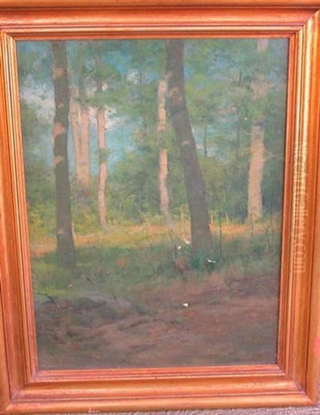 Tonalist Wooded Landscape Oil Painting by Charles Warren Eaton