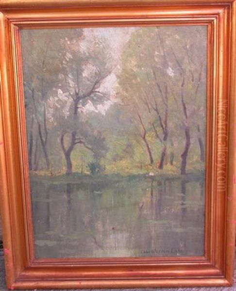 Tonalist Wooded Landscape With River Oil Painting by Charles Warren Eaton