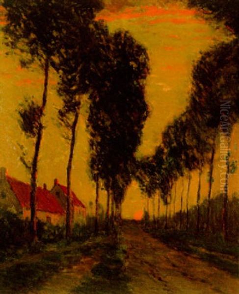 Tree Lined Path Oil Painting by Charles Warren Eaton