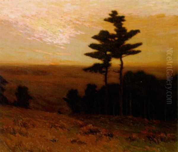 Pine Trees In A Landscape Oil Painting by Charles Warren Eaton