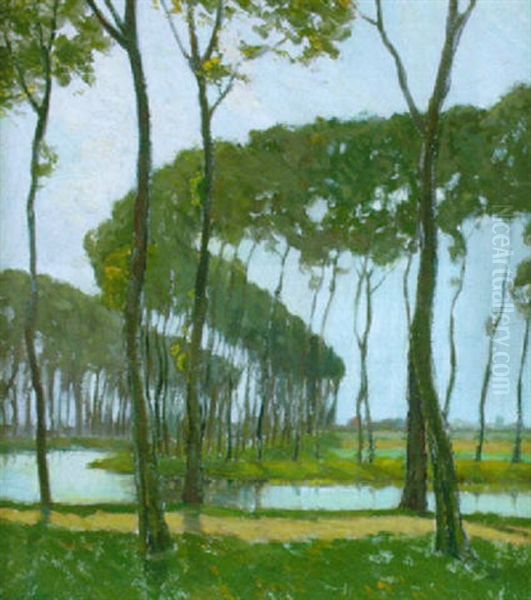 Poplars, Bruges Oil Painting by Charles Warren Eaton