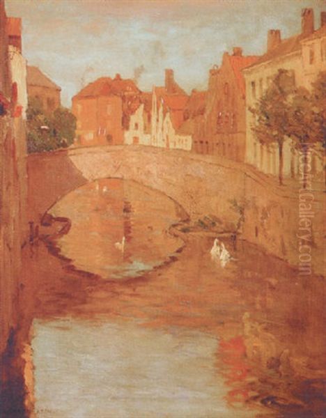 Canal In Bruges Oil Painting by Charles Warren Eaton