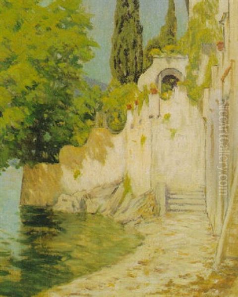 Water Gate - Varenna Oil Painting by Charles Warren Eaton