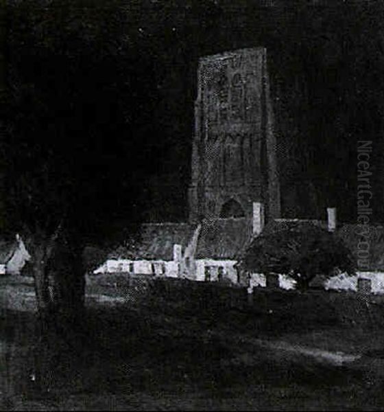 Flemish Village At Night Oil Painting by Charles Warren Eaton