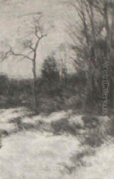 Winter Snow Scene Oil Painting by Charles Warren Eaton