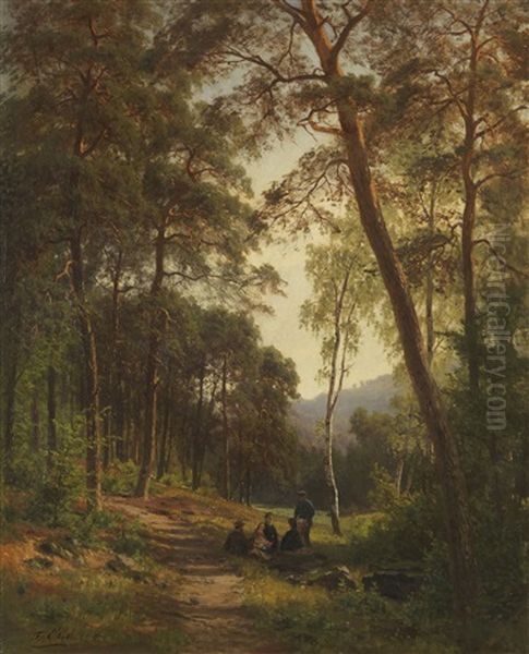 Picknick Auf Der Waldlichtung Oil Painting by Fritz Ebel