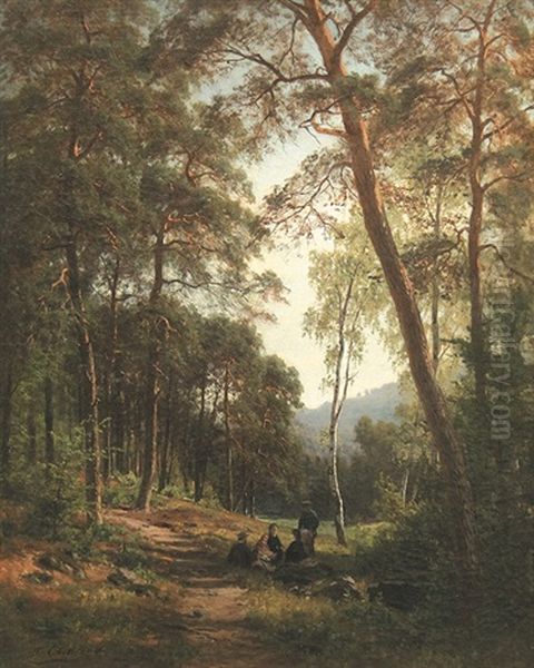 Rast Im Wald Oil Painting by Fritz Carl Werner Ebel