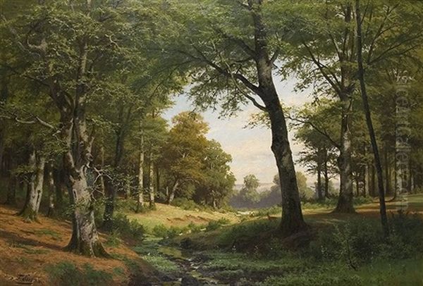 Am Waldrand Oil Painting by Fritz Carl Werner Ebel