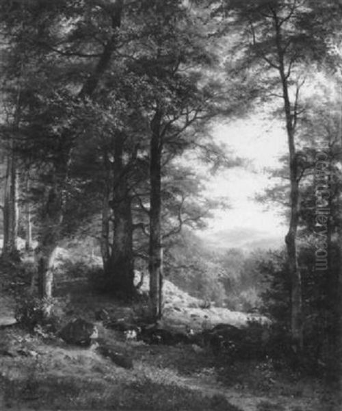 Bewaldete Mittelgebirgslandschaft Oil Painting by Fritz Carl Werner Ebel