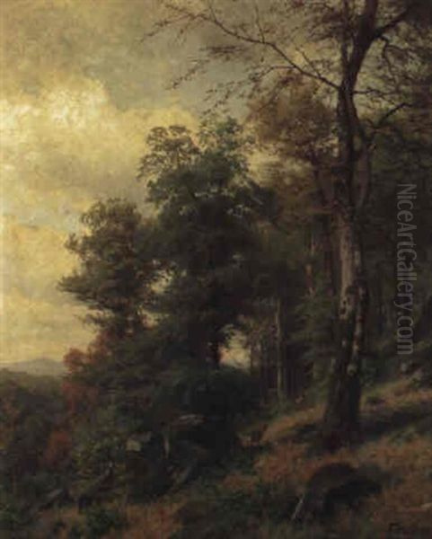 Herbstlicher Wald Oil Painting by Fritz Carl Werner Ebel