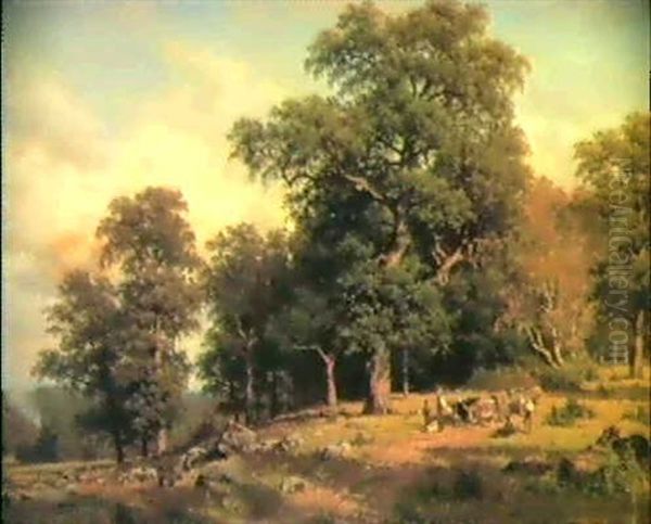 Hugelige Waldlandschaft Oil Painting by Fritz Carl Werner Ebel